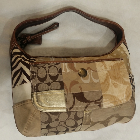 Coach Denim Patchwork Hobo Bag - Picture 1 of 12